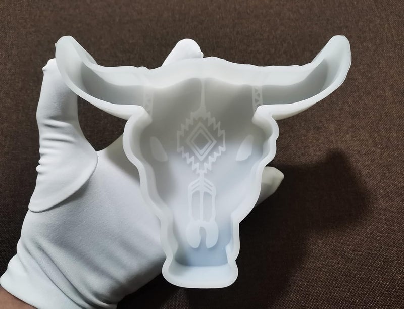 Fuehbur 【300+ Design Optional】 Bull Longhorn Shape Car Freshie Mold, Silicone Mould for Aroma Beads, Oven Safe DIY Handmade Epoxy Resin,Soap,Candle, XL - 6.3'' x 5.3'' x 1.23'' - Image 1
